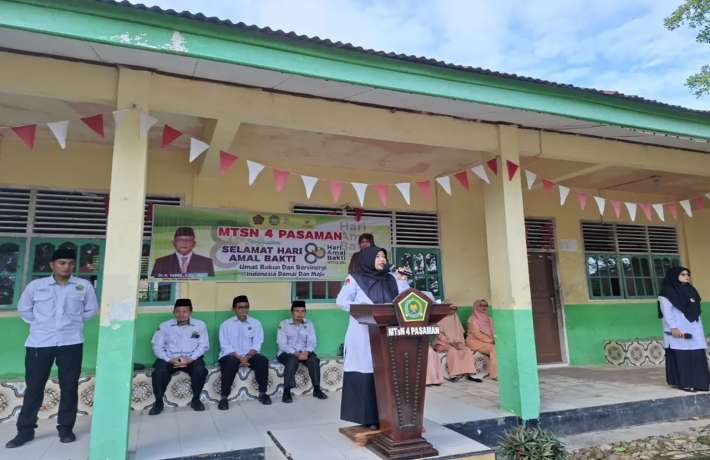 Penuh Khidmat MTsN 4 Pasaman Fasilitasi Upacara HAB ke-80 Kementerian Agama