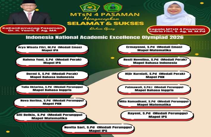46 Guru dan Siswa MTsN 4 Pasaman Raih Medali di Ajang INSMC Tingkat Nasional
